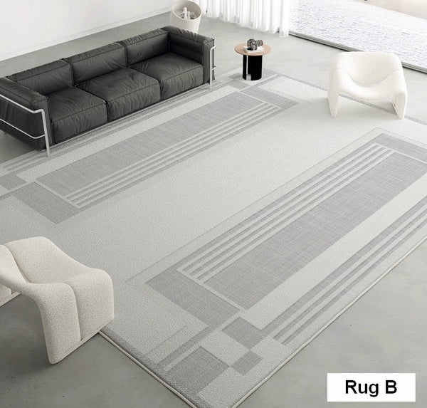 Geometric Modern Carpets for Bedroom, Modern Grey Rugs for Living Room, Modern Abstract Rugs under Dining Room Table-Paintingforhome