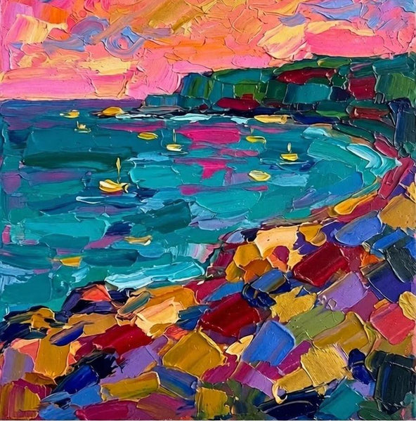 Abstract Seashore Painting, Hand Painted Canvas Art, Impasto Artwork, Original Small Paintings, Palette Knife Paintings, Modern Abstract Painting, Original Abstract Art-Paintingforhome