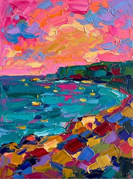 Abstract Seashore Painting, Hand Painted Canvas Art, Impasto Artwork, Original Small Paintings, Palette Knife Paintings, Modern Abstract Painting, Original Abstract Art-Paintingforhome