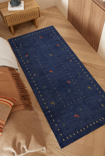 Modern Runner Rugs Next to Bed, Contemporary Runner Rugs for Living Room, Blue Runner Rugs for Hallway, Bathroom Runner Rugs, Kitchen Runner Rugs-Paintingforhome