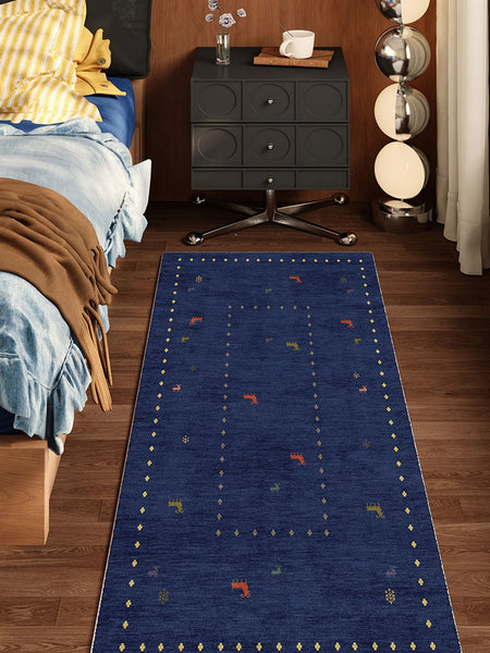 Modern Runner Rugs Next to Bed, Contemporary Runner Rugs for Living Room, Blue Runner Rugs for Hallway, Bathroom Runner Rugs, Kitchen Runner Rugs-Paintingforhome