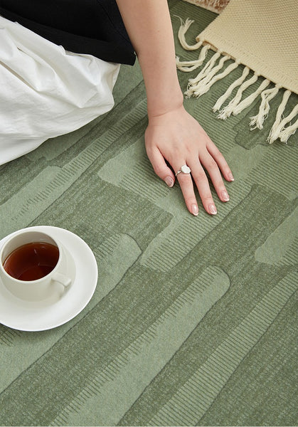 Modern Rug Ideas for Living Room, Green Modern Rugs under Sofa, Abstract Contemporary Rugs for Bedroom, Dining Room Floor Rugs-Paintingforhome