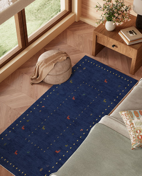 Modern Runner Rugs Next to Bed, Contemporary Runner Rugs for Living Room, Blue Runner Rugs for Hallway, Bathroom Runner Rugs, Kitchen Runner Rugs-Paintingforhome