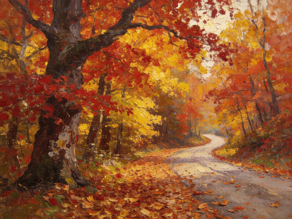 Tranquil Autumn Forest Scene, Small Oil Paintings, Original Wall Art Paintings, Hand Painted Canvas Art, Landscape Canvas Paintings for Dining Room-Paintingforhome
