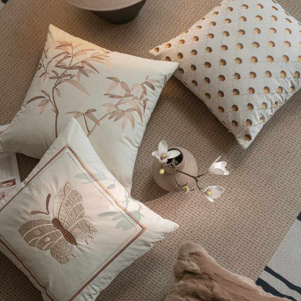 Modern Decorative Pillows for Bedroom, Decorative Pillow Arrangement Ideas for Couch, Embroidered Butterfly Pillow Covers, Large Decorative Throw Pillows for Living Room-Paintingforhome