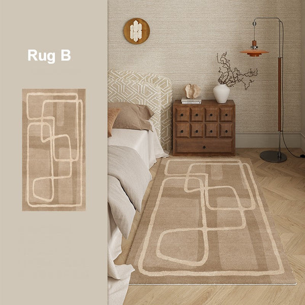 Unique Geometric Modern Rugs under Dining Room Table, Brown Modern Carpets for Office, Abstract Modern Rugs for Living Room, Contemporary Modern Rugs Next to Bed-Paintingforhome