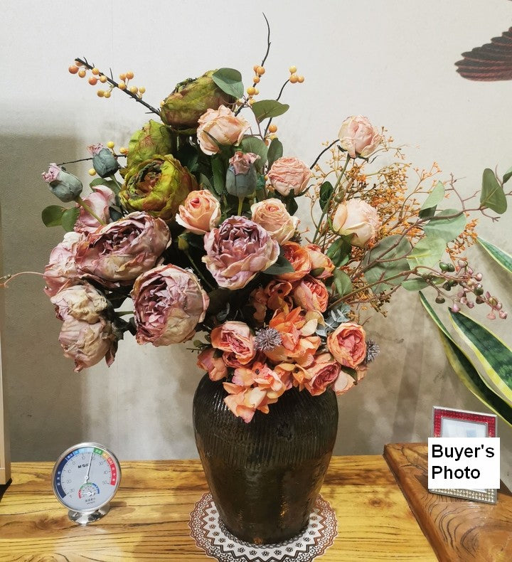 Beautiful Peony Rose Flowers Arrangement Interior Design, Large Faux S ...