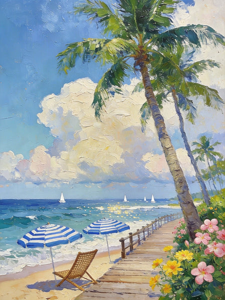 Original Landscape Art, Beach Paradise Found, Hand Painted Canvas Art, Buy Paintings Online, Heavy Texture Wall Art Paintings, Small Paintings On Canvas-Paintingforhome