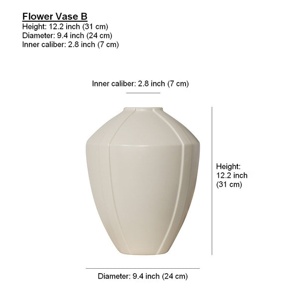 Centerpiece Ceramic Bouquet Vases, Porcelain Vases for Modern Home Decor, Large Contemporary Vases on Dining Table, Handmade Modern Flower Vase-Paintingforhome