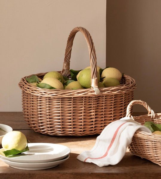 Lovely Willow Weaving Baskets for Vegetable, Large Picnic Food Basket with Handle, Natural Hand-woven Wicker Storage Basket, Natural Fruit Basket, Kitchen Storage Baskets-Paintingforhome
