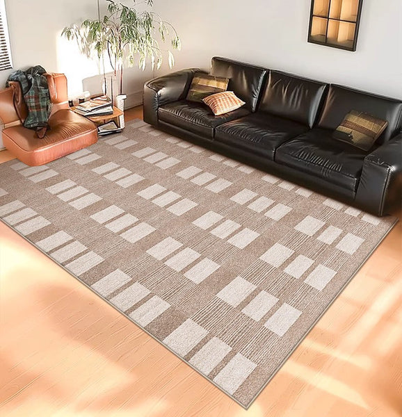 Mid Century Modern Rugs for Bedroom, Contemporary Abstract Rugs under Dining Room Table, Large Modern Rugs for Living Room-Paintingforhome