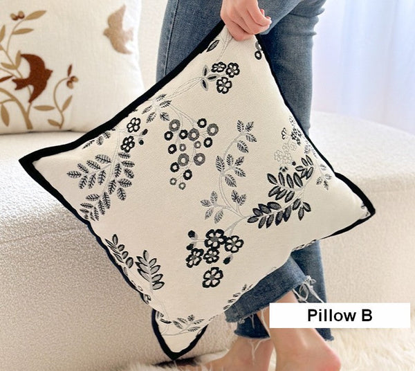 Square Decorative Pillow Covers, Decorative Pillows for Couch, Farmhouse Decorative Pillows for Sofa, Spring Swallow Decorative Pillows for Bedroom-Paintingforhome