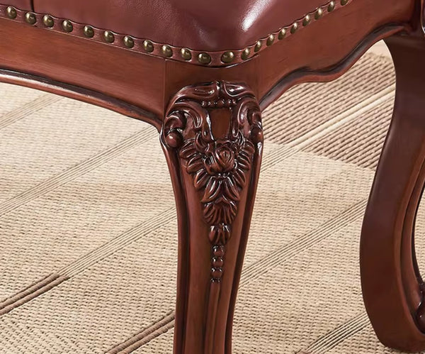 Dressing Table Stool, Rubber Wood Footstool, Vintage Chestnut Brown Leather Stool, Genuine Leather Solid Wood Entry Bench, Farmhouse Entryway Bench, Leather Lounge Chair Modern-Paintingforhome