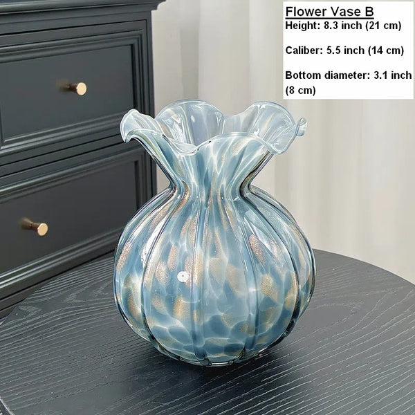 Modern Glass Bud Vases, Centerpiece Vases on Table, Handmade Liuli Vases, Color Glaze Vase, Contemporary Vases for Modern Home Decor-Paintingforhome