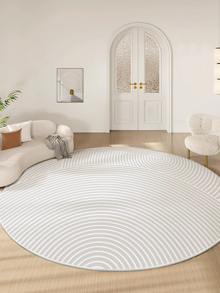 Contemporary Round Rugs Next to Bed, Abstract Modern Rugs for Living Room, Geometric Carpets for Sale, Circular Rugs under Dining Room Table-Paintingforhome