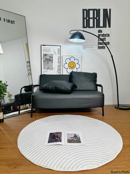 Contemporary Round Rugs Next to Bed, Abstract Modern Rugs for Living Room, Geometric Carpets for Sale, Circular Rugs under Dining Room Table-Paintingforhome