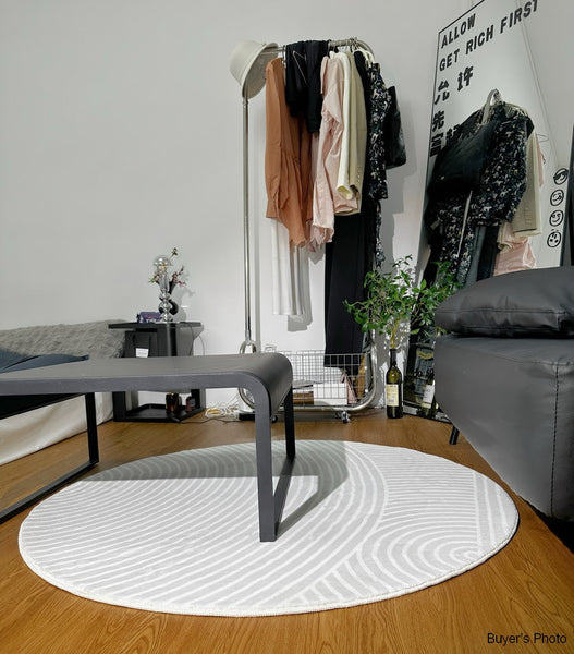 Contemporary Round Rugs Next to Bed, Abstract Modern Rugs for Living Room, Geometric Carpets for Sale, Circular Rugs under Dining Room Table-Paintingforhome