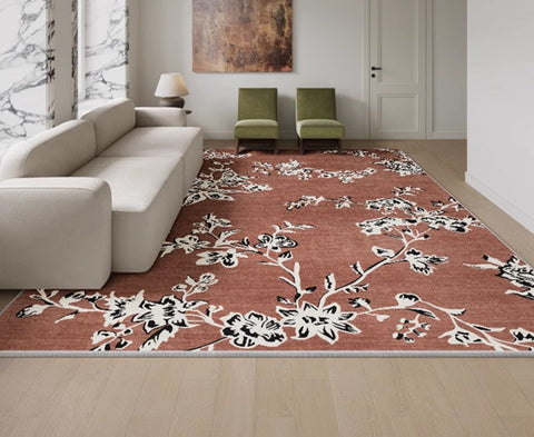 Modern Rugs for Living Room, Abstract Contemporary Rugs Next to Bed, Flower Pattern Contemporary Modern Rugs, Modern Rugs for Dining Room-Paintingforhome