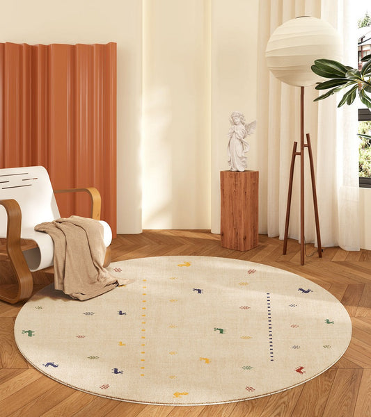 Geometric Modern Rug Ideas for Living Room, Circular Modern Rugs for Bathroom, Modern Rugs for Children's Room, Abstract Contemporary Round Rugs for Dining Room-Paintingforhome
