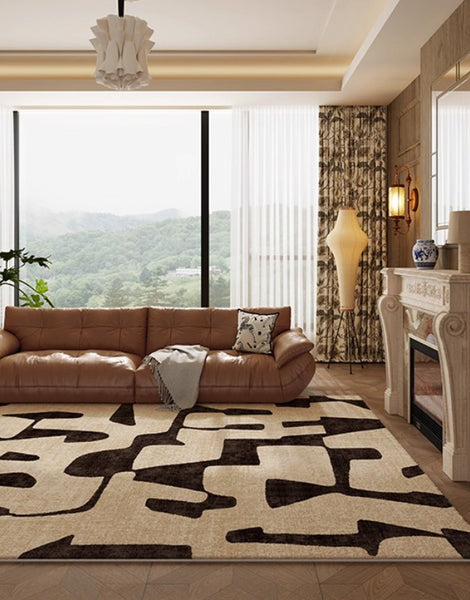 Large Modern Rugs for Living Room, Modern Rugs under Dining Room Table, Contemporary Abstract Rugs Next to Bed, Geometric Modern Carpets for Office-Paintingforhome