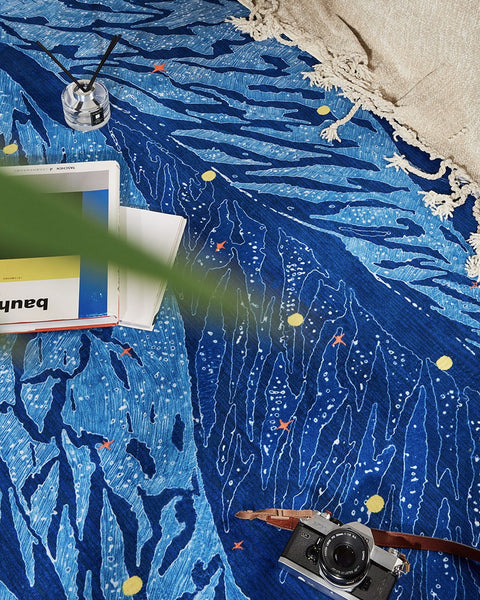 Geometric Modern Rugs under Dining Room Table, Contemporary Modern Rugs Next to Bed, Abstract Area Rugs for Living Room, Modern Carpets for Office-Paintingforhome