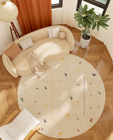 Geometric Modern Rug Ideas for Living Room, Circular Modern Rugs for Bathroom, Modern Rugs for Children's Room, Abstract Contemporary Round Rugs for Dining Room-Paintingforhome