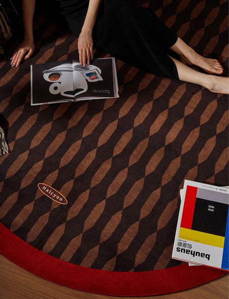 Geometric Modern Rugs for Living Room, Mid Century Circular Rugs for Bedroom, Abstract Contemporary Round Rugs under Chairs, Modern Rugs for Dining Room-Paintingforhome