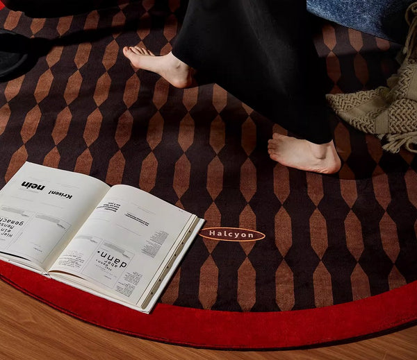 Geometric Modern Rugs for Living Room, Mid Century Circular Rugs for Bedroom, Abstract Contemporary Round Rugs under Chairs, Modern Rugs for Dining Room-Paintingforhome