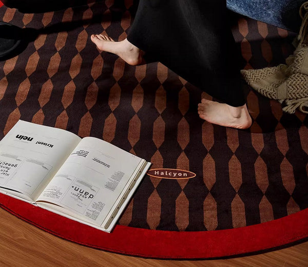 Geometric Modern Rugs for Living Room, Mid Century Circular Rugs for Bedroom, Abstract Contemporary Round Rugs under Chairs, Modern Rugs for Dining Room-Paintingforhome