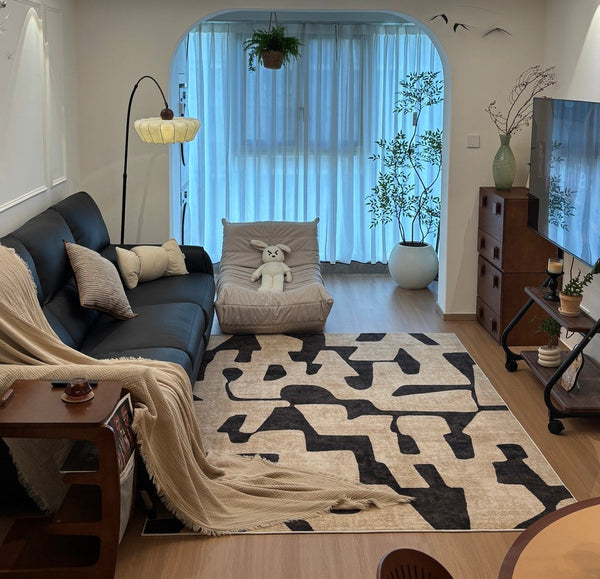 Large Modern Rugs for Living Room, Modern Rugs under Dining Room Table, Contemporary Abstract Rugs Next to Bed, Geometric Modern Carpets for Office-Paintingforhome