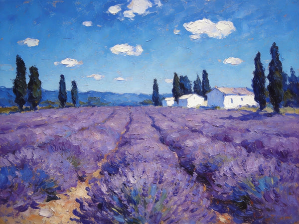 Gorgeous Provence Lavender Landscape, Small Oil Paintings, Canvas Wall Art Paintings, Hand Painted Canvas Art, Landscape Canvas Paintings, Original Oil Paintings