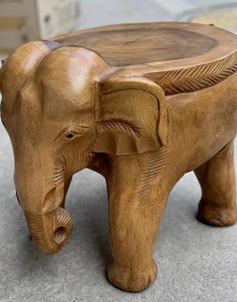 Elephant Sofa Stool, Dining Table Stool, Handmade Solid Wood low Stool, Elephant Wooden Stool, Creative Shoe-changing Stool-Paintingforhome