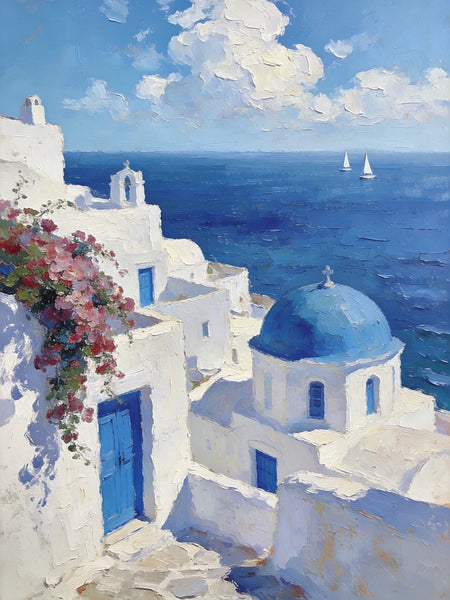 Eternal Aegean Beauty, Small Paintings On Canvas, Hand Painted Canvas Art, Original Landscape Art, Small Oil Paintings, Heavy Texture Wall Art Paintings-Paintingforhome