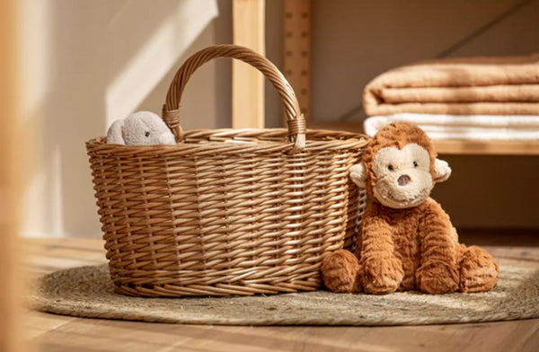 Small Picnic Storage Basket with Handle, Hand-woven Wicker Storage Basket, Willow Weaving Baskets for Vegetable, Natural Fruit Basket, Kitchen Storage Baskets-Paintingforhome