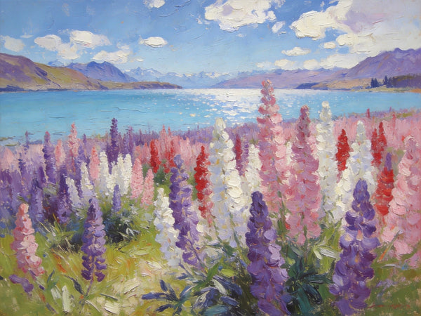 Original Landscape Paintings, Buy Painting Online, New Zealand's Mountain Lake Bliss, Small Oil Paintings, Hand Painted Canvas Art, Heavy Texture Artwork-Paintingforhome