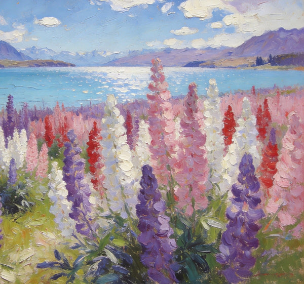 Original Landscape Paintings, Buy Painting Online, New Zealand's Mountain Lake Bliss, Small Oil Paintings, Hand Painted Canvas Art, Heavy Texture Artwork-Paintingforhome