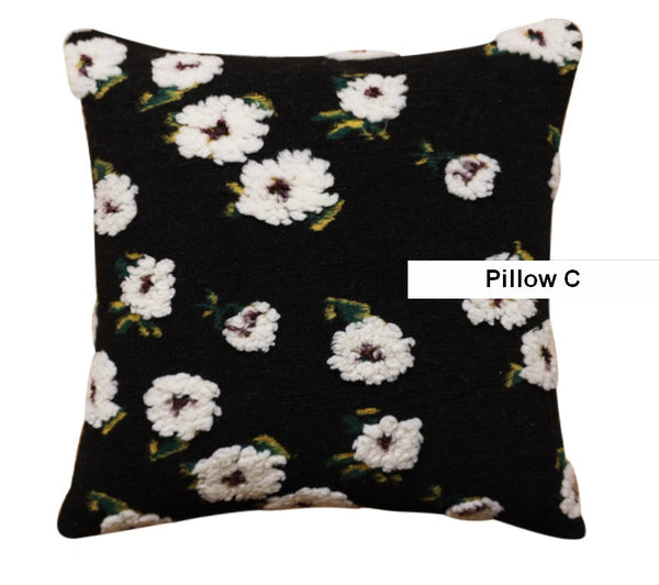 Square Modern Throw Pillows for Couch, Contemporary Modern Sofa Pillows, Flower Decorative Pillow Covers, Decorative Pillows for Bedroom-Paintingforhome