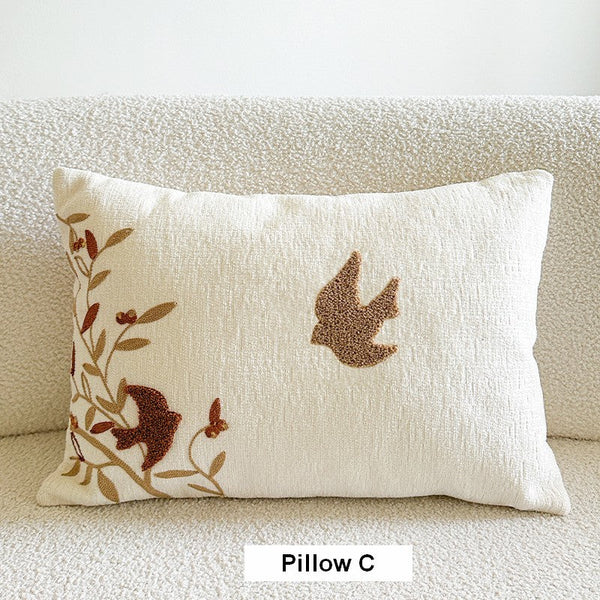 Square Decorative Pillow Covers, Decorative Pillows for Couch, Farmhouse Decorative Pillows for Sofa, Spring Swallow Decorative Pillows for Bedroom-Paintingforhome