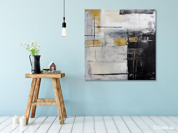 Simple Modern Original Artwork, Large Paintings for Bedroom, Abstract Landscape Painting on Canvas, Oversized Contemporary Wall Art Paintings-Paintingforhome