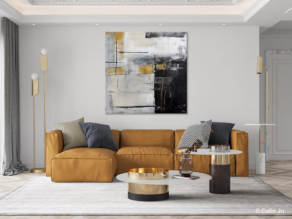 Simple Modern Original Artwork, Large Paintings for Bedroom, Abstract Landscape Painting on Canvas, Oversized Contemporary Wall Art Paintings-Paintingforhome