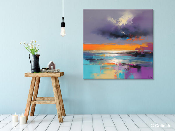 Huge Painting for Living Room, Original Landscape Canvas Art, Contemporary Oil Painting on Canvas, Oversized Landscape Wall Art Paintings-Paintingforhome