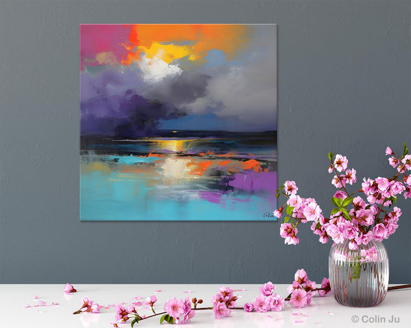 Contemporary Oil Painting on Canvas, Heavy Texture Canvas Art, Original Landscape Canvas Art, Oversized Landscape Wall Art Paintings-Paintingforhome