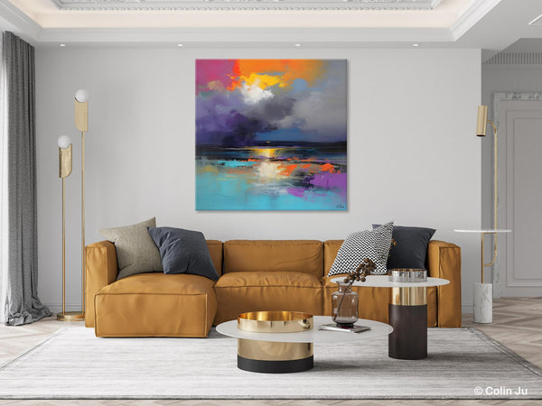 Contemporary Oil Painting on Canvas, Heavy Texture Canvas Art, Original Landscape Canvas Art, Oversized Landscape Wall Art Paintings-Paintingforhome