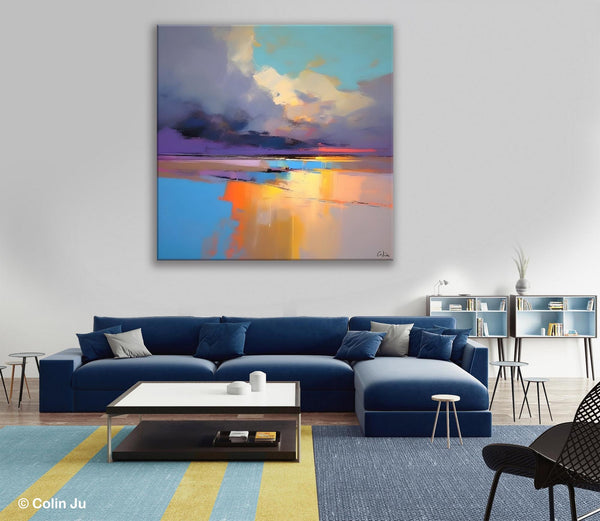 Simple Modern Art, Original Landscape Wall Art, Landscape Oil Paintings, Landscape Canvas Art, Abstract Landscape Painting for Living Room-Paintingforhome