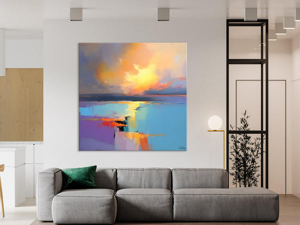 Canvas Painting for Living Room, Original Modern Wall Art Painting, Abstract Landscape Paintings, Oversized Contemporary Abstract Artwork-Paintingforhome