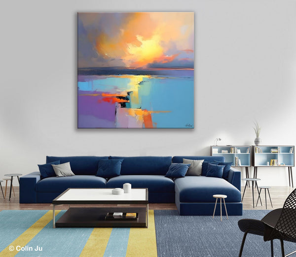 Canvas Painting for Living Room, Original Modern Wall Art Painting, Abstract Landscape Paintings, Oversized Contemporary Abstract Artwork-Paintingforhome