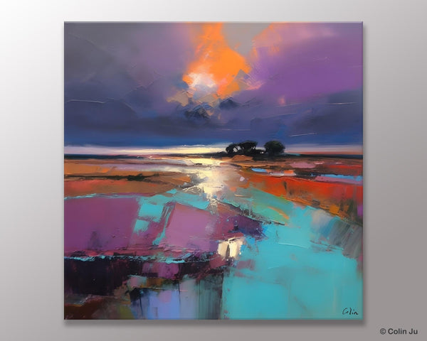 Canvas Painting for Living Room, Original Modern Wall Art Painting, Abstract Landscape Paintings, Oversized Contemporary Abstract Artwork-Paintingforhome
