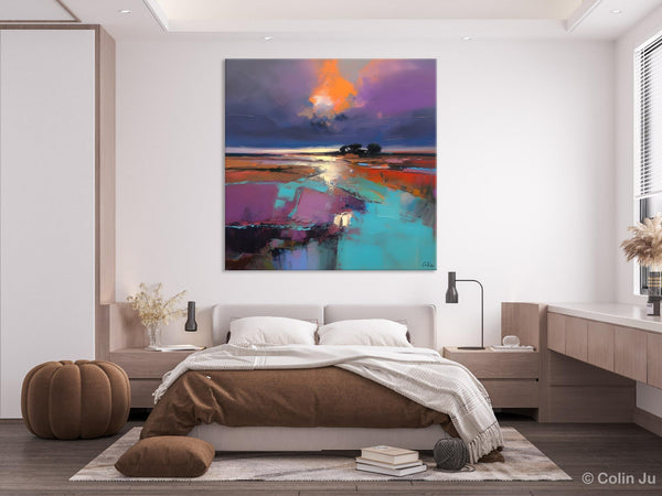 Canvas Painting for Living Room, Original Modern Wall Art Painting, Abstract Landscape Paintings, Oversized Contemporary Abstract Artwork-Paintingforhome
