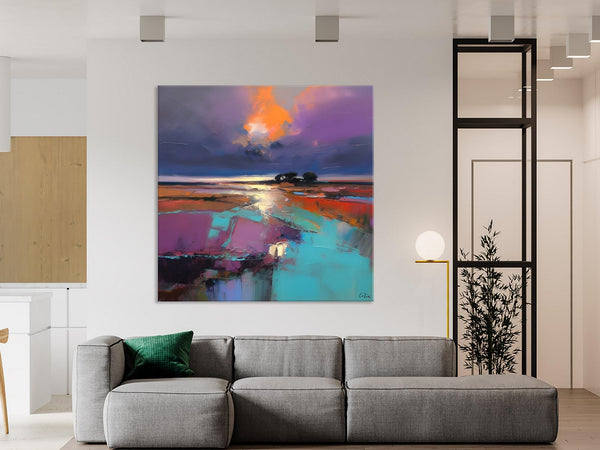 Canvas Painting for Living Room, Original Modern Wall Art Painting, Abstract Landscape Paintings, Oversized Contemporary Abstract Artwork-Paintingforhome
