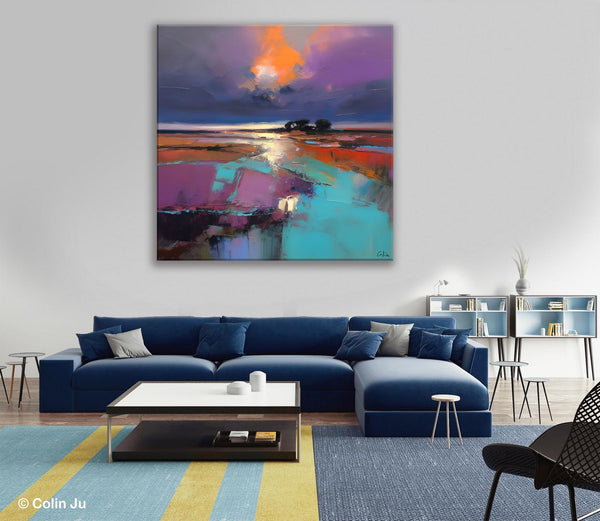 Canvas Painting for Living Room, Original Modern Wall Art Painting, Abstract Landscape Paintings, Oversized Contemporary Abstract Artwork-Paintingforhome